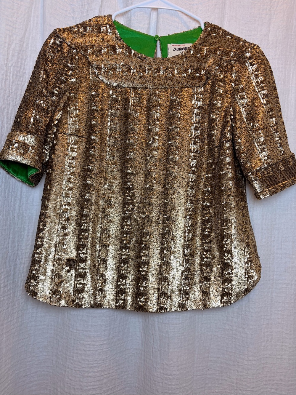 Zadig & Voltaire Toysse Sequin Blouse Gold NWT